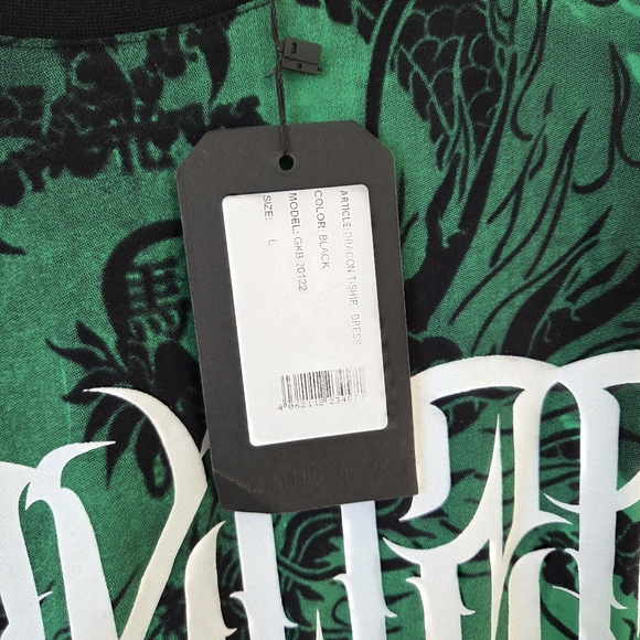 NEW Yakuza Streetwear Green Dragon T-Shirtdress Grunge Gangster Y2K 90s Large - Picture 5 of 11